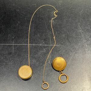 Vtg Retractable Pocket Watch Fob Chain Pin Tooled Raised Brass Nurse Lot of 2